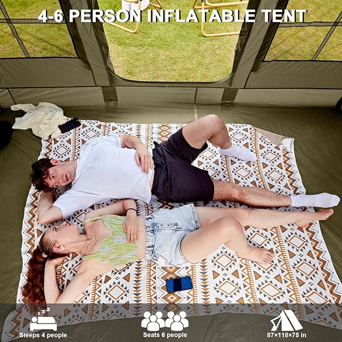 Inflatable Tents for Camping,Easy Blow Up Tent with Hand Pump,4 Seasons Waterproof Air Inflatable Camping Tent House for Family Weekend Camping