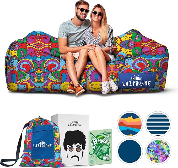 Chillbo Lazybone Inflatable Couch - Ultimate Inflatable Lounger for Maximum Chill - The Perfect Blow Up Couch for Music Festivals Or Inflatable Lounger for Camping