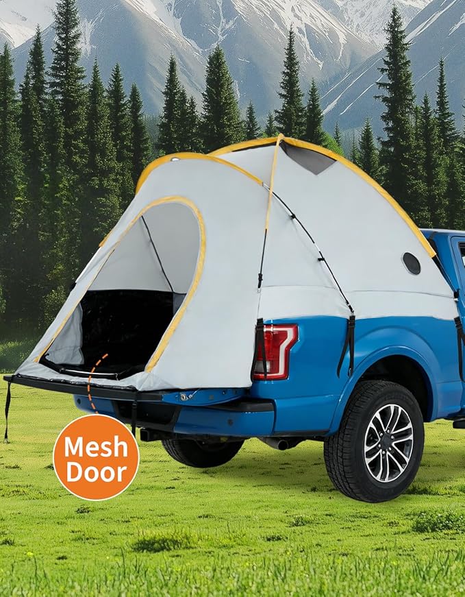 Truck Bed Tent with Awning Pickup Truck Tent for 5–8.2 ft Bed Waterproof PU3000 Oxford Camping Tent Portable Truck Camper for Chevy Silverado 1500 F150 Ram 1500
