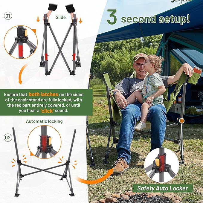 TIMBER RIDGE Hammock Camping Chair, Oversized Swinging Chair with Adjustable Back and Seat Height, Portable Folding Rocking Camping Chair for Outdoor Lawn, Backyard and Patio, Supports 400lbs