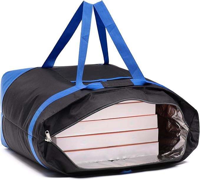 Extra Large Insulated Cooler Bag with Hard Board Bottom. Heavy Duty Materials, Thick Insulation, Large Sturdy Zipper. for Shopping, Grocery, Pizza Delivery, Family Events.