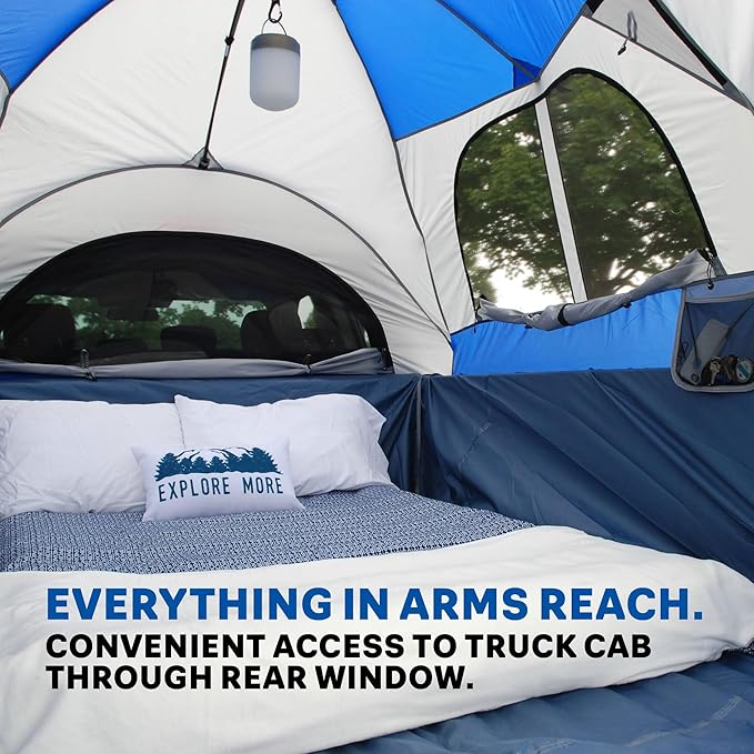 Napier Sportz Truck Tent | Pickup Truck Bed Camping Tent | Full Rainfly for Water Protection | Sturdy and Spacious 2-Person Truck Tent | Easy 15-Minute Setup | Blue/Gray