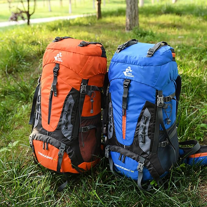Bseash 60L Hiking Camping Backpack with Rain Cover, Waterproof Large Capacity Outdoor Sport Travel Daypack Climbing Touring (Gray)