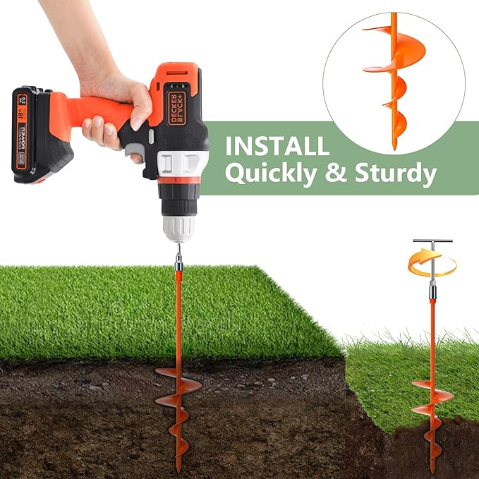 Phopich 18''/30" Long Ground Anchor, Heavy Duty Earth Anchors Ground Anchors Screw in Kit with T-Handle Hex Wrench for Camping Tent, Swing Sets, Securing Animals, Sheds, Trampoline