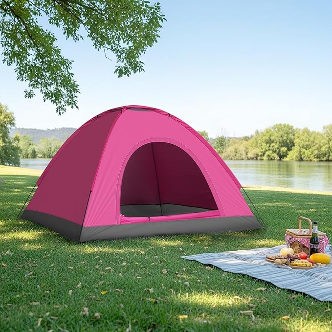 Outvita Camping Tent, 4 Person Dome Tents with Rainfly & Carrying Bag, Waterproof Easy Setup Tent with Mesh Windows for Camping & Hiking