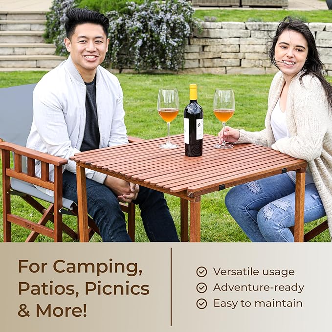 BYER OF MAINE Pangean Campaign Chair, Portable Hardwood Folding Chair with Heavy-Duty Canvas Seat Material. Ideal Patio, Deck & Camping Seat 20″D × 23″W × 36″H, 250 lbs Capacity, Granite