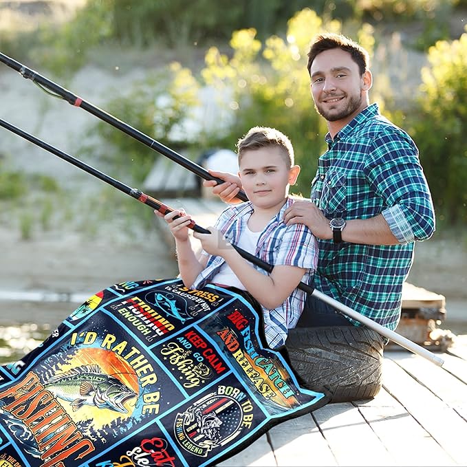 Funny Fishing Gift for Men, Fisherman, Dad, Grandpa, PaPa - Christmas Throw Blanket 60"x50"
