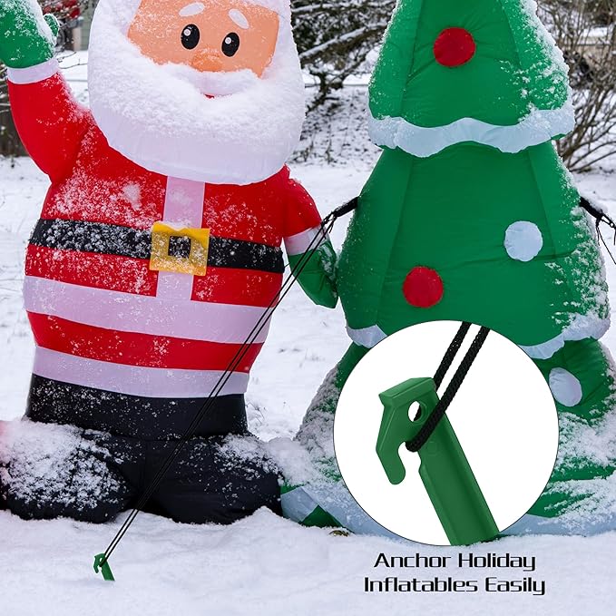 Aodaer 16 Pieces Plastic Inflatable Stakes 8.8 Inch Christmas Halloween Yard Stakes Heavy Duty Anchor Replacement Inflatable Accessories for Garden Outdoor Inflatable Decorations, Green