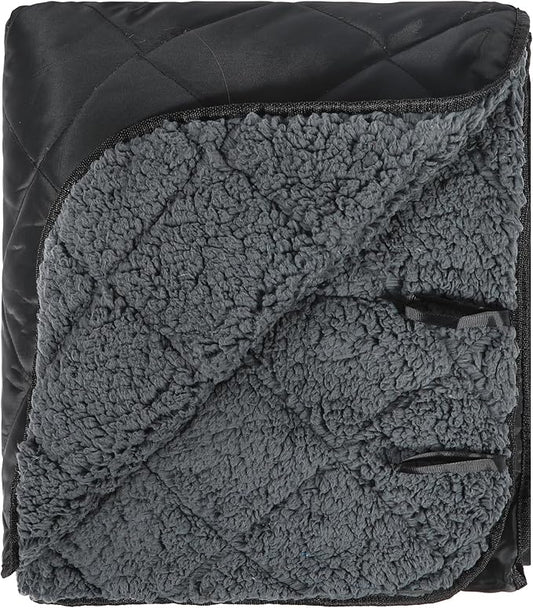 REDCAMP Large Camping Blanket with Sherpa Lining, Cold Weather Warm Outdoor Blanket Windproof for Camping Stadium, Machine Washable 59"x 71" Black