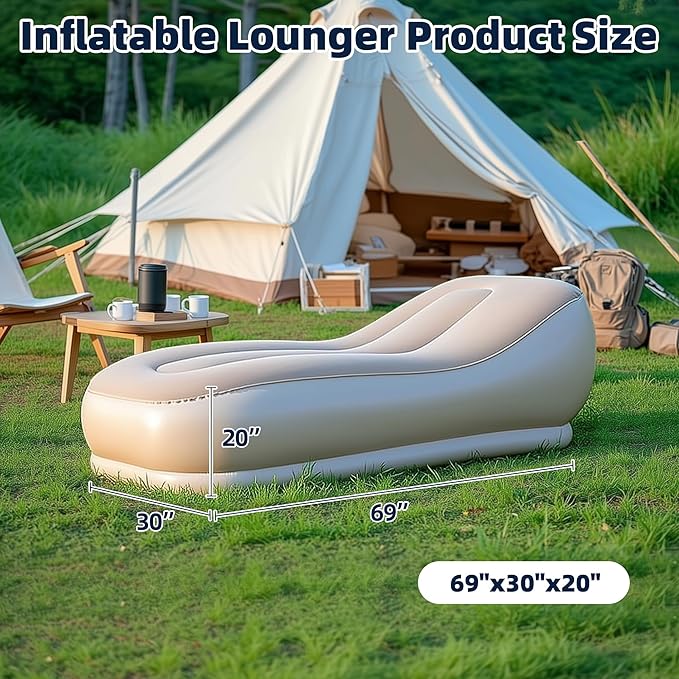 Inflatable Couch Air Sofa Blow Up Lounger with Built-in Pump,Portable Self-Inflating Lounge Chair for Home Camping Traveling Outdoor