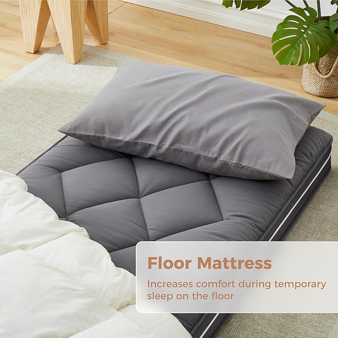 4Inch Twin Floor Mattress,3-Layer Structure Cot Mattress Topper,Gel Memory Foam,Removable Thickened Cover,Portable Roll Up Sleep Pad(75X38X4“)