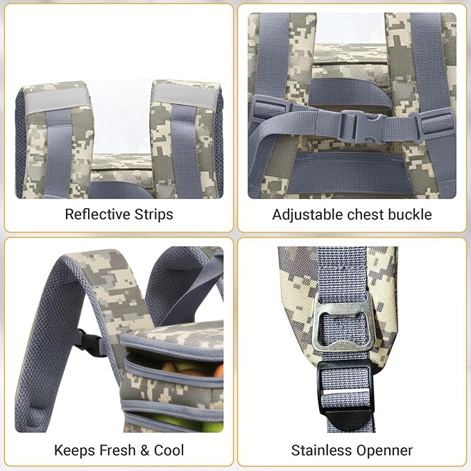 Tactical Backpack Cooler,Large Cooler Backpack Lunch Box for Men Adults Work with Handle,Insulated Soft Thermal Bag