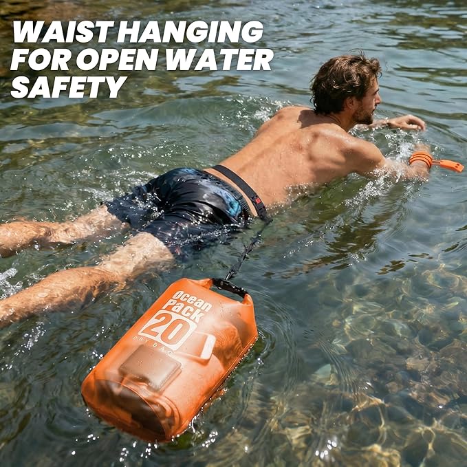 Dry Bag Waterproof, Roll Top Small Waterproof Backpack 20L, Floating Lightweight Bag with Water Proof Phone Pouch for Kayaking, Paddle Boarding, Boating, Fishing, Swimming