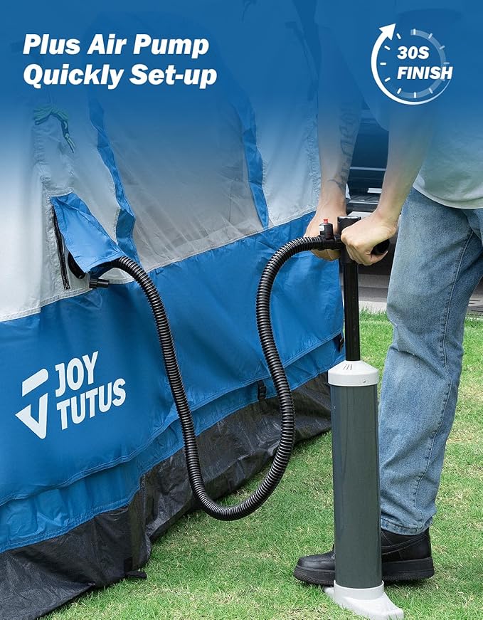 JOYTUTUS Inflatable Truck Bed Tent 5.5-6.5FT with Awning, Includes Air Pump for Quick 30S Setup, Dual-use Pickup or Camping Tent for 2 Person, Truck Tent with Waterproof Roof Shade and 3 Windows