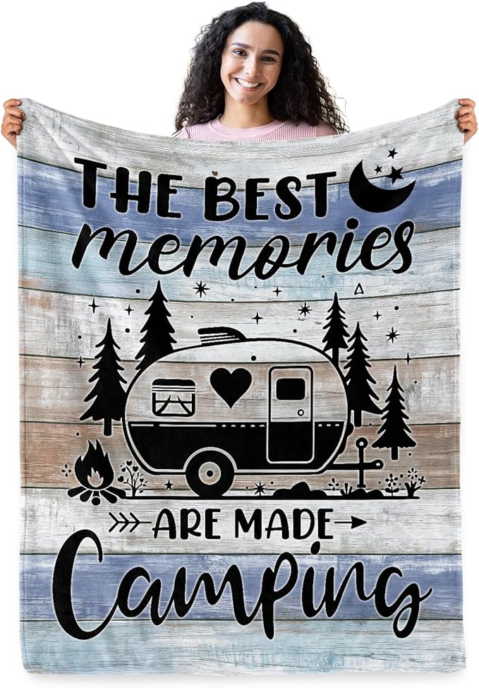 Camping Gifts for Women Men, Camping Blanket, Camper Decor, Camping Essentials Soft Throw Blanket for Couch Bed Sofa 60" X 50"