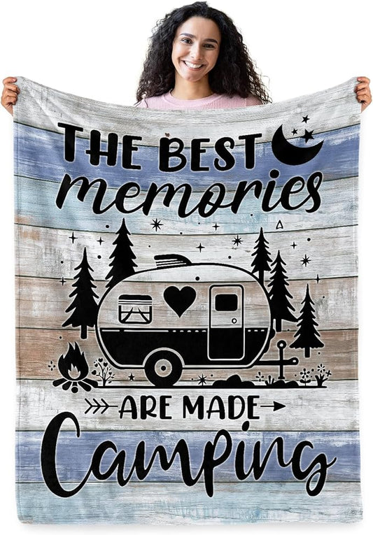 Camping Gifts for Women Men, Camping Blanket, Camper Decor, Camping Essentials Soft Throw Blanket for Couch Bed Sofa 60" X 50"