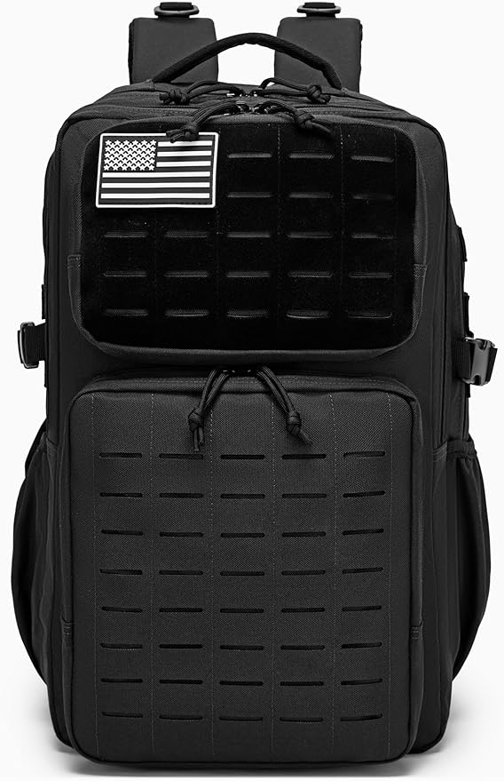 Wotony Military Tactical Backpack for Men Waterproof Daypack 3 Day Assault Pack Laser-Cut MOLLE Webbing Design with Water Bottle Holder Black Small Tactical Assault Bag (Black, 35L)