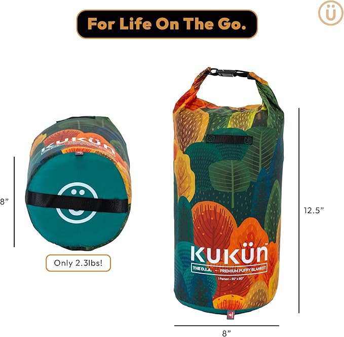 Versatile Packable Outdoor Camping Blanket, Puffy Blanket, Primaloft® Insulation, Warm, Durable, Lightweight, Waterproof, Oversize, Beach, Stadium, and More! 55"x80" (Tony Grove)