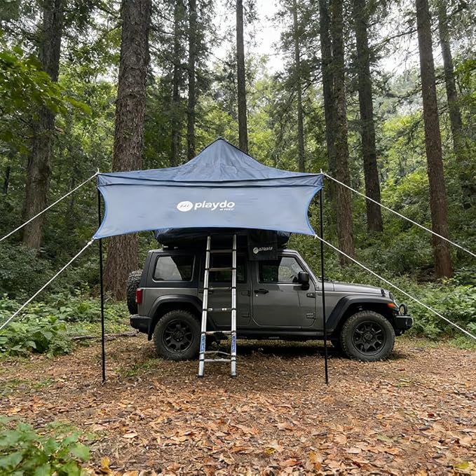 WINTENT Inflatable Rooftop Tents for Camping Easy Setup Tent for Top of Car Roof Tent Pickup Truck SUV Tents Blow Up with Awning, Strip Light, Ladder, Thick Mattress