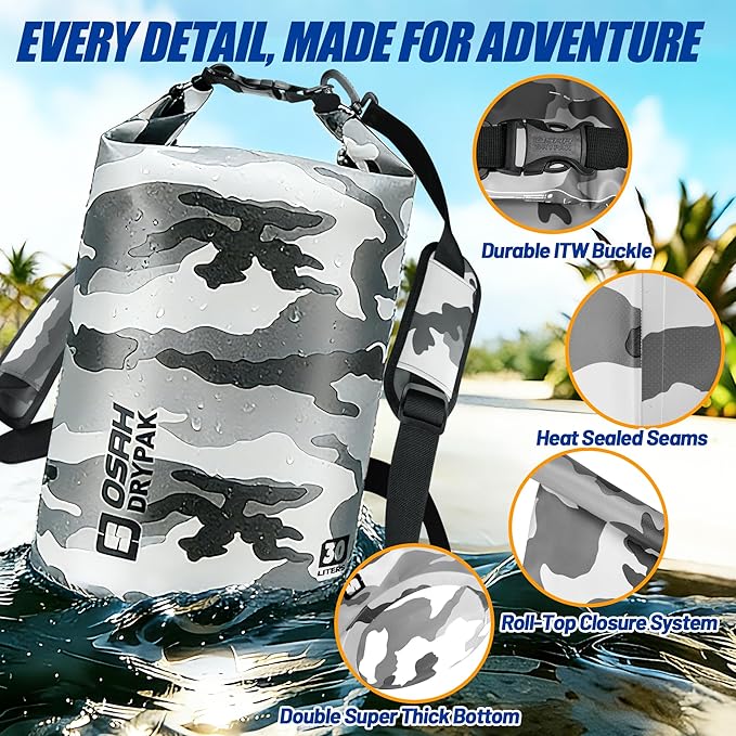 Waterproof Dry Bag, 5L/10L/20L/30L/40L Roll Top Lightweight Storage Backpack with Phone Case for Women & Men, Floating Waterproof Sack for Travel, Swimming, Kayaking, Paddle Board, Camping & Beach