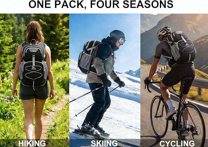 Hydration Backpack with 2L Bladder – Thermal Insulated Water Pack for Hiking, Skiing, Running – Lightweight Daypack for Men & Women, Soft-Lined Sunglasses Pocket & Large Waist Pockets