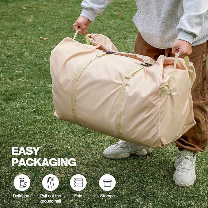 EROMMY 4/6/8/12 Person Inflatable Tent with Skylight, 4 Season Blow Up Tents with Hand Pump for Outdoor Camping & Hiking, Easy Set-up Windproof Sunproof Waterproof
