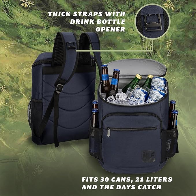 Mossy Oak MLF Fishing Cooler Backpack - Major League Insulated Leak Proof Beverage Coolers Bag