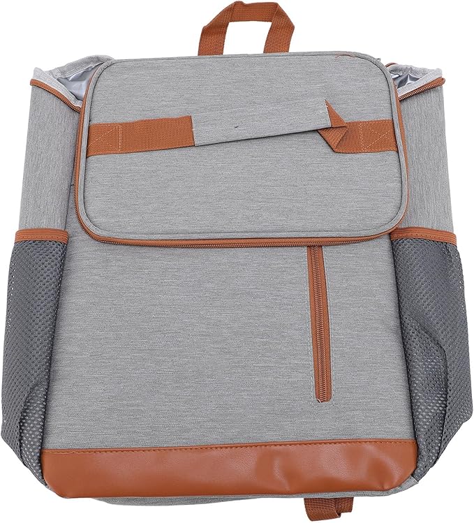 GOWENIC Cooler Backpack, Backpack Cooler Insulated Leak Proof for Men Women, Large Capacity Multi Compartment Storage Rain Proof, for Beach Travel Picnic Lunch Hiking Camping (Gray with Orange)