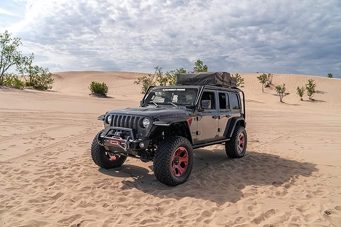 Rugged Ridge | Outland Roof Top Tent For Camping & Hiking, fits Jeeps, Trucks, & SUVs | 11704.05 | Fits equipped with a tent-compatible rack system For 3 Person