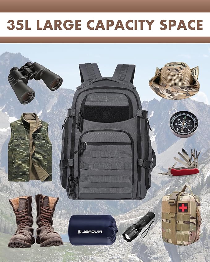 TRAILKICKER Tactical Laptop Backpack Military Backpack for Men - Grey