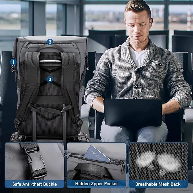 Kingsons Travel Backpack for Men Women Carry on Backpack Waterproof Lightweight Hiking Backpacks with Multi-Pockets, Large Capacity Casual Daypack 15.6inch Laptop Backpacks for Travel Business Flight