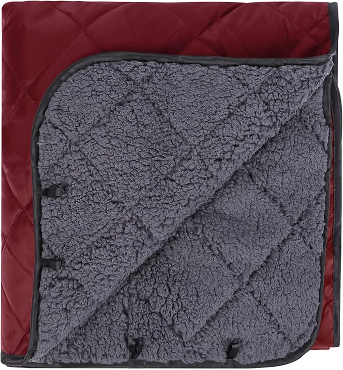 REDCAMP Large Camping Blanket with Sherpa Lining, Cold Weather Warm Outdoor Blanket Windproof for Camping Stadium, Machine Washable 59"x 79" Red