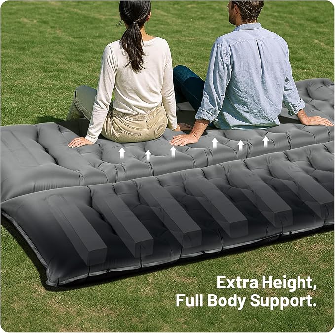 KASBAH Camping Sleeping Pad,6 inch Thick Inflatable Camping Mattress with Built-in Foot Pump and Pillow,Ultralight Sleeping Mat Backpacking Gear for Outdoor Hiking,Camping, Traveling and Tent