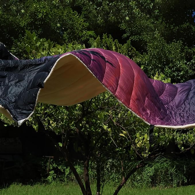 Outdoor Camping Blanket,Warm Thick Camp Blankets with Sherpa Lining Soft Fleece Camping Blanket Puffy Camping Quilt for Cold Weather Traveling, Stadium, Hiking, Picnics