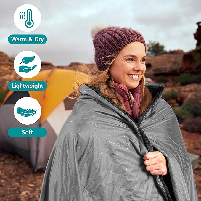 SUN CUBE Large Waterproof Camping Blanket, Fleece Quilted Stadium Blanket for Cold Weather, Windproof Foldable Outdoor Blanket Mat for Picnic, Beach, Pets, Car, 60x80in