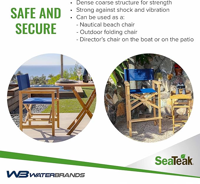 SeaTeak Director's Chair | with DURASLING Fabric Seat Cover | Foldable Director’s Chair