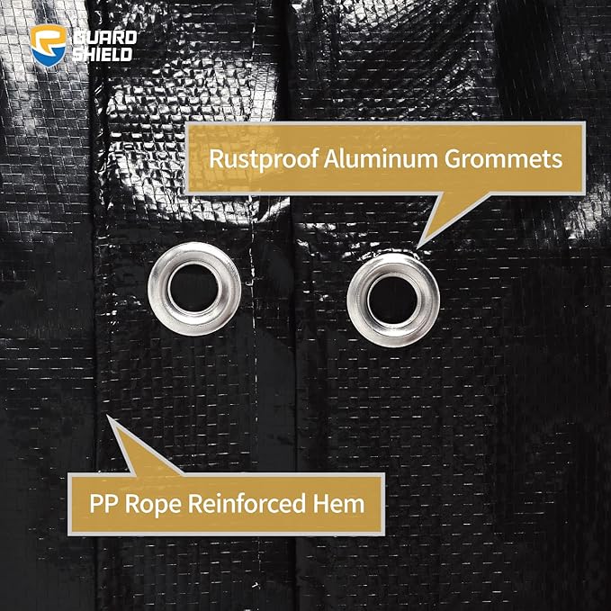 GUARD SHIELD Black Tarp Waterproof 30x30 Feet Medium Duty All Purpose Poly Tarps Cover 7mil