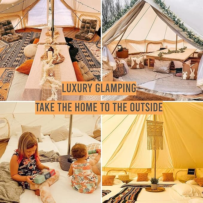 GeRRiT 4-Season Waterproof Cotton Canvas Bell Tent,Outdoor Cotton Tent, Wall Yurt Tent with Stove Hole, for Outdoor Camping Hunting Hiking Festival Party
