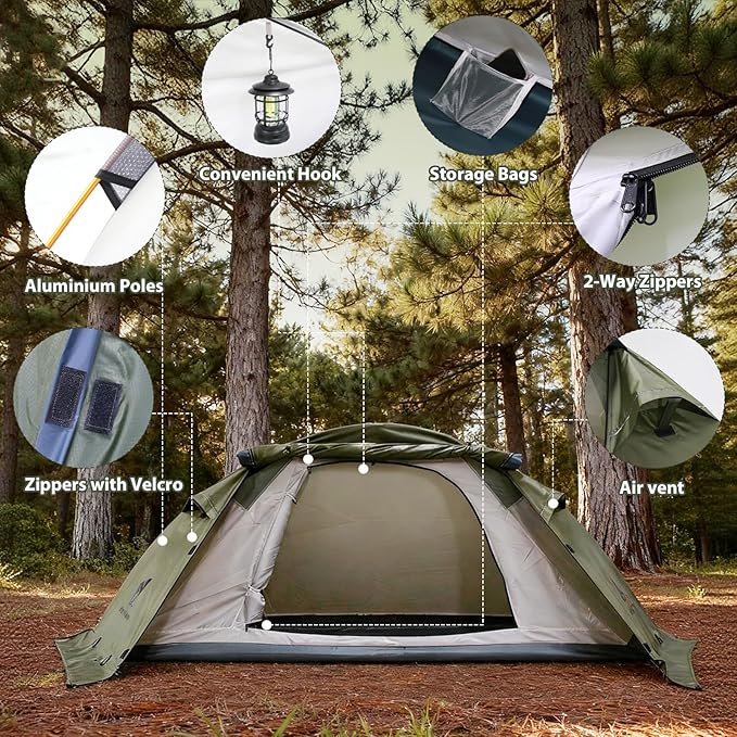 GEERTOP Lightweight 1 Person Camping Tent for Solo Outdoor Hiking Backpacking Adventures- Easy Setup