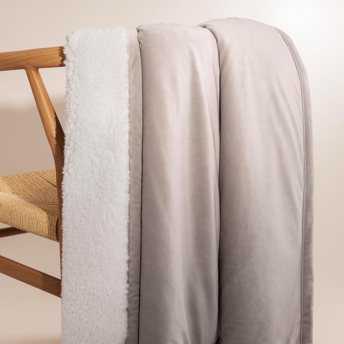 UGG Bliss Throw Blanket Plush Soft Fleece Fluffy Blankets for Bed or Couch Oversized Warm Reversible Machine Washable Medium Weight Home Decor Giftable Throw, 50-inch x 70-inch, Oyster Brown