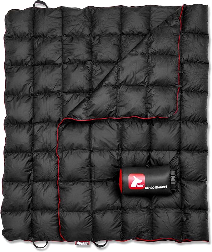 Horizon Hound Down Camping Blanket - Outdoor Travel Quilt | Sustainable, Insulated, Lightweight & Warm Gear for Sleep, Camping, Stadium, Hiking & Festivals | Water Resistant, Packable & Compact