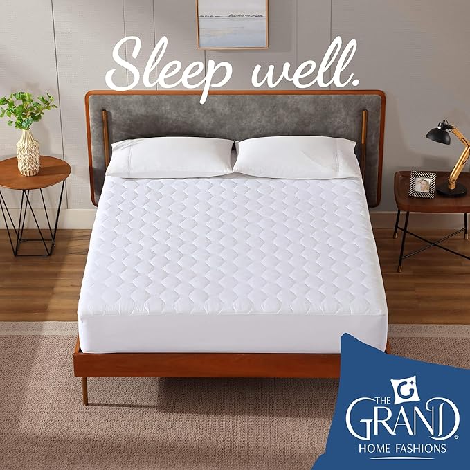 The Grand Hotel Collection Queen Size Mattress Pad - Thin, Lightweight, and Breathable Mattress Pad - Ideal for Hot Sleepers & Plush Mattresses - Deep Pocket Fits up to 18" - Easy to Wash (60 X 80)