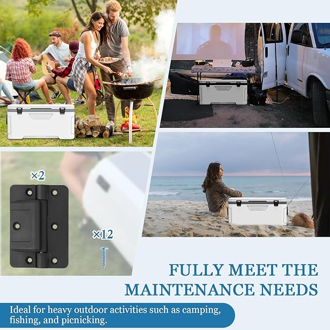 Black Cooler Oversized Mechanical Hinge Replacement for Igloo Newer 150-165 QT Coolers, Cooler Hinges Replacement Parts（2 Pack）