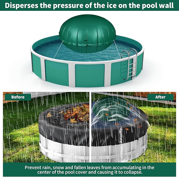 Round Pool Pillow for for Above Ground Pools, 8Ft Pool Air Pillow for Closing Winter Pool Winterizing Kit for Ground Pool, 0.5mm PVC Material, 2X 16.5Ft Rope (Green)…