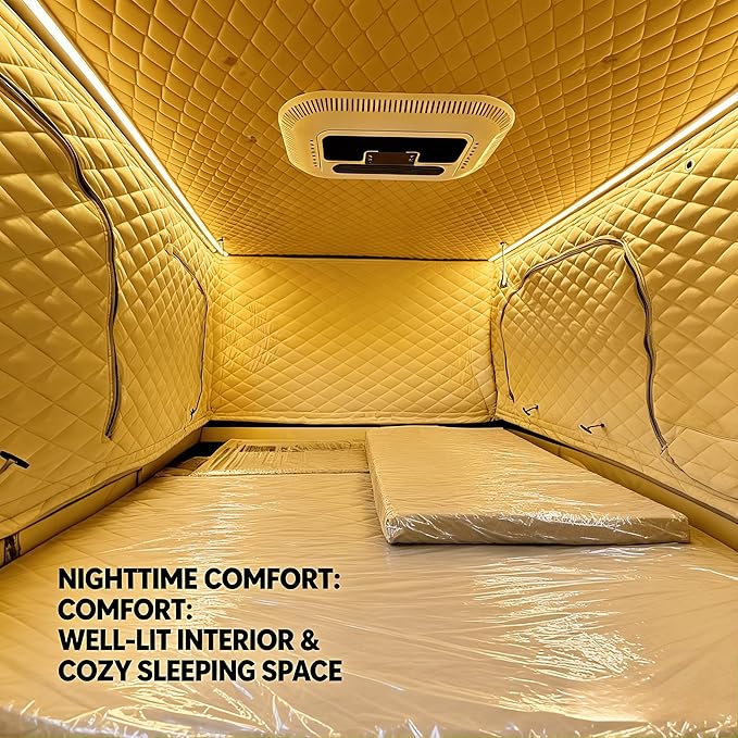 Hard Shell Truck Tent - Pop Up Overland Tent with Memory Foam Mattress for Full Size Pickups, 4 Season Waterproof Truck Bed Tent with Anti-Condensation Mat and LED Light Strip for Luxury Camping