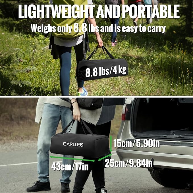 GARLLEN Folding Camping Table, Portable Roll-up Picnic Table with 2 Adjustable Height, Lightweight Aluminum Outdoor Table with Storage Net and Carrying Bag for Camping, Picnic, BBQ