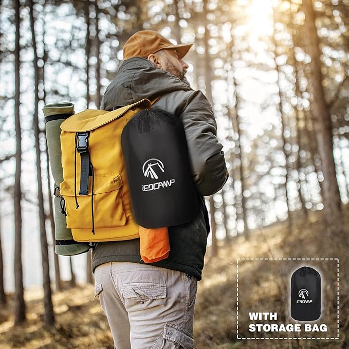 REDCAMP Large Warm Camping Blanket with Sherpa Lining, Cold Weather Outdoor Windproof Blanket for Camping Stadium, Machine Washable 59"x 79" Blue