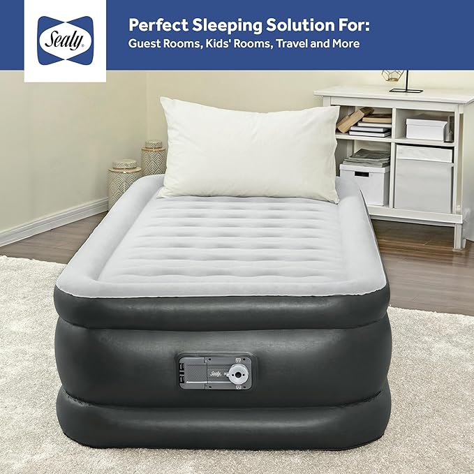 Sealy Tritech Twin Sized 20" Air Mattress Bed 2 Person w/Built-in AC Pump & Bag