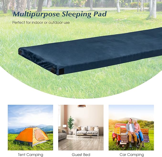 S AFSTAR Memory Foam Camping Mattress, Roll Up Travel Mattress w/Carry Bag, Removable Cover, Plush Surface, Anti-Slip Bottom, 72” Portable Foldable Floor Mat for Camping Car Travel
