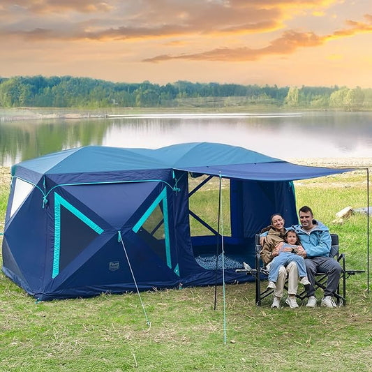 TIMBER RIDGE 4/6/8 Person Instant Pop Up Cabin Tent, Easy 60 Second Setup, Weather Resistant Camping Family Hub Tent with Rain Fly and Carry Bag for Outdoor Camping & Overlanding